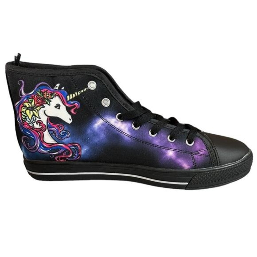 High Top‎ Sneaker Women Size 10 Black Excellent Galaxy Unicorn Zipper